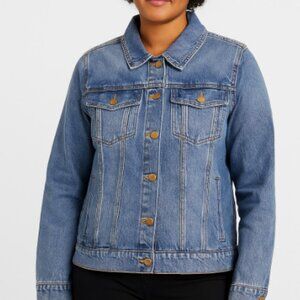 DYI Women's Blue Jean Material Denim Jacket Denim Blue Size Large